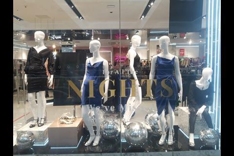 Quiz's Christmas window at the Arndale shopping centre in Manchester